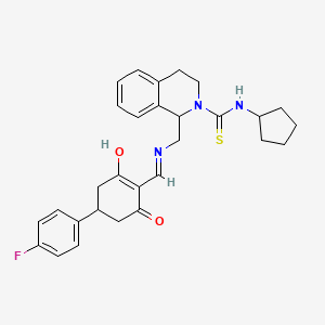molecular formula C29H32FN3O2S B6130977 N-CYCLOPENTYL-1-[({[4-(4-FLUOROPHENYL)-2,6-DIOXOCYCLOHEXYLIDENE]METHYL}AMINO)METHYL]-1,2,3,4-TETRAHYDROISOQUINOLINE-2-CARBOTHIOAMIDE 