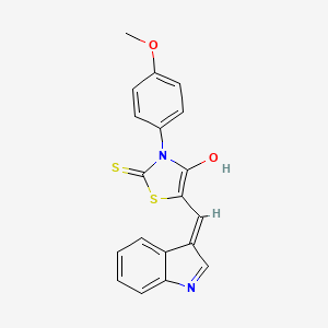 molecular formula C19H14N2O2S2 B6131141 4-hydroxy-5-[(E)-indol-3-ylidenemethyl]-3-(4-methoxyphenyl)-1,3-thiazole-2-thione 