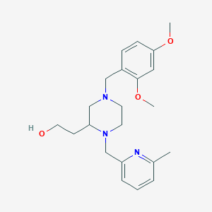 molecular formula C22H31N3O3 B6131212 2-[4-[(2,4-Dimethoxyphenyl)methyl]-1-[(6-methylpyridin-2-yl)methyl]piperazin-2-yl]ethanol 