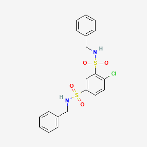molecular formula C20H19ClN2O4S2 B6131240 N,N'-dibenzyl-4-chloro-1,3-benzenedisulfonamide 