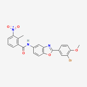 molecular formula C22H16BrN3O5 B6131278 N-[2-(3-bromo-4-methoxyphenyl)-1,3-benzoxazol-5-yl]-2-methyl-3-nitrobenzamide 