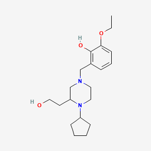 molecular formula C20H32N2O3 B6131294 2-{[4-cyclopentyl-3-(2-hydroxyethyl)-1-piperazinyl]methyl}-6-ethoxyphenol 