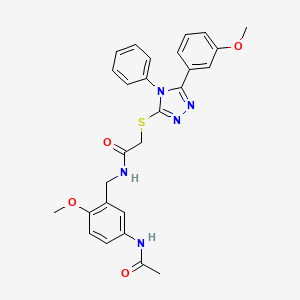 molecular formula C27H27N5O4S B6131411 N-(5-ACETAMIDO-2-METHOXYBENZYL)-2-{[5-(3-METHOXYPHENYL)-4-PHENYL-4H-1,2,4-TRIAZOL-3-YL]SULFANYL}ACETAMIDE 