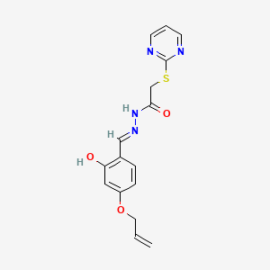 molecular formula C16H16N4O3S B6131512 N'-[(E)-[2-Hydroxy-4-(prop-2-EN-1-yloxy)phenyl]methylidene]-2-(pyrimidin-2-ylsulfanyl)acetohydrazide 