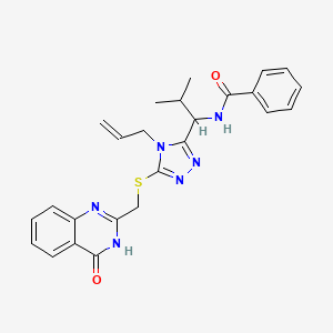 molecular formula C25H26N6O2S B6131563 N-[1-(4-allyl-5-{[(4-oxo-3,4-dihydro-2-quinazolinyl)methyl]thio}-4H-1,2,4-triazol-3-yl)-2-methylpropyl]benzamide 