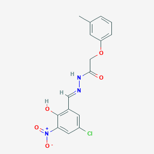 molecular formula C16H14ClN3O5 B6131693 N-[(E)-(5-chloro-2-hydroxy-3-nitrophenyl)methylideneamino]-2-(3-methylphenoxy)acetamide 