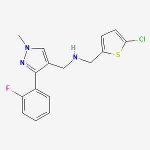 molecular formula C16H15ClFN3S B6131768 1-(5-chlorothiophen-2-yl)-N-[[3-(2-fluorophenyl)-1-methylpyrazol-4-yl]methyl]methanamine 