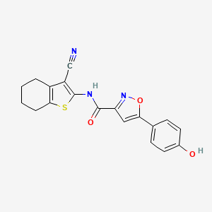 molecular formula C19H15N3O3S B6131879 N-(3-cyano-4,5,6,7-tetrahydro-1-benzothiophen-2-yl)-5-(4-hydroxyphenyl)-1,2-oxazole-3-carboxamide 