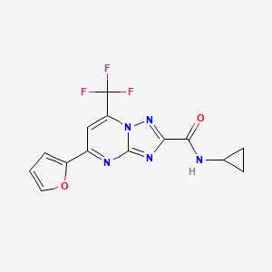 molecular formula C14H10F3N5O2 B6131902 N-cyclopropyl-5-(2-furyl)-7-(trifluoromethyl)[1,2,4]triazolo[1,5-a]pyrimidine-2-carboxamide 