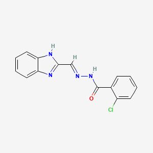 molecular formula C15H11ClN4O B6132050 N'-[(E)-(1H-1,3-Benzodiazol-2-YL)methylidene]-2-chlorobenzohydrazide 