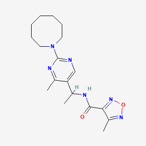 molecular formula C18H26N6O2 B6132222 N-[1-[2-(azocan-1-yl)-4-methylpyrimidin-5-yl]ethyl]-4-methyl-1,2,5-oxadiazole-3-carboxamide 