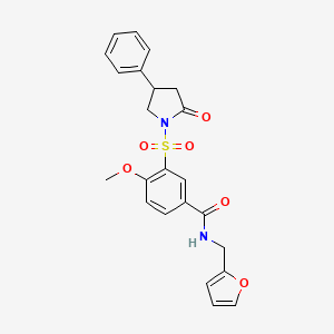 molecular formula C23H22N2O6S B6132323 N-[(FURAN-2-YL)METHYL]-4-METHOXY-3-[(2-OXO-4-PHENYLPYRROLIDIN-1-YL)SULFONYL]BENZAMIDE 