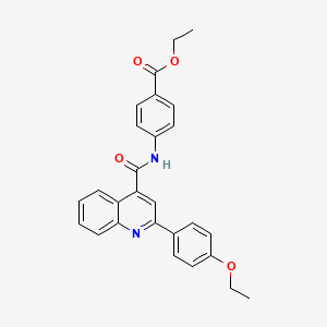 molecular formula C27H24N2O4 B6132389 ETHYL 4-({[2-(4-ETHOXYPHENYL)-4-QUINOLYL]CARBONYL}AMINO)BENZOATE 