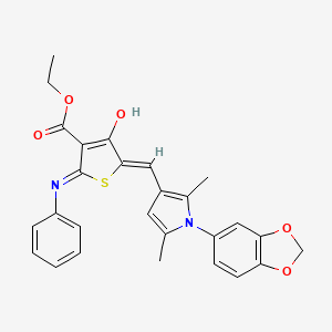 molecular formula C27H24N2O5S B6132435 ETHYL (5Z)-5-{[1-(2H-1,3-BENZODIOXOL-5-YL)-2,5-DIMETHYL-1H-PYRROL-3-YL]METHYLIDENE}-4-OXO-2-(PHENYLAMINO)-4,5-DIHYDROTHIOPHENE-3-CARBOXYLATE 