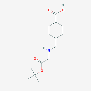 molecular formula C14H25NO4 B061326 4-{[(2-叔丁氧基-2-氧代乙基)氨基]甲基}环己烷-1-羧酸 CAS No. 165947-29-5