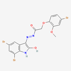 molecular formula C17H12Br3N3O4 B6132660 2-(4-BROMO-2-METHOXYPHENOXY)-N'-[(3Z)-5,7-DIBROMO-2-OXO-2,3-DIHYDRO-1H-INDOL-3-YLIDENE]ACETOHYDRAZIDE 