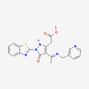 molecular formula C21H19N5O3S B6132826 methyl [(4Z)-1-(1,3-benzothiazol-2-yl)-5-oxo-4-{1-[(pyridin-3-ylmethyl)amino]ethylidene}-4,5-dihydro-1H-pyrazol-3-yl]acetate 