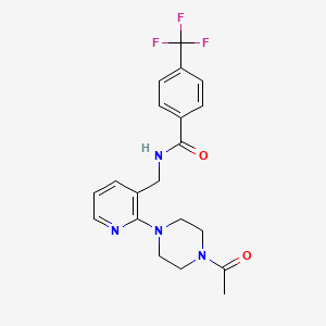 molecular formula C20H21F3N4O2 B6132877 N-[[2-(4-acetylpiperazin-1-yl)pyridin-3-yl]methyl]-4-(trifluoromethyl)benzamide 