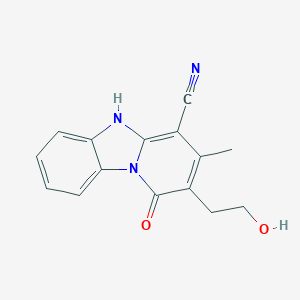 molecular formula C15H13N3O2 B061332 2-(2-Hydroxyethyl)-3-methyl-1-oxo-1,5-dihydropyrido[1,2-a]benzimidazole-4-carbonitrile CAS No. 166671-26-7