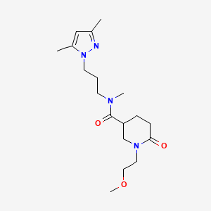molecular formula C18H30N4O3 B6133211 N-[3-(3,5-dimethylpyrazol-1-yl)propyl]-1-(2-methoxyethyl)-N-methyl-6-oxopiperidine-3-carboxamide 