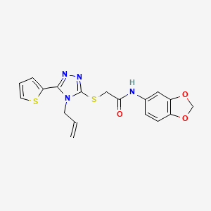 molecular formula C18H16N4O3S2 B6133541 N-(2H-1,3-BENZODIOXOL-5-YL)-2-{[4-(PROP-2-EN-1-YL)-5-(THIOPHEN-2-YL)-4H-1,2,4-TRIAZOL-3-YL]SULFANYL}ACETAMIDE 