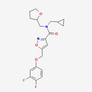 molecular formula C20H22F2N2O4 B6133600 N-(cyclopropylmethyl)-5-[(3,4-difluorophenoxy)methyl]-N-(tetrahydro-2-furanylmethyl)-3-isoxazolecarboxamide 