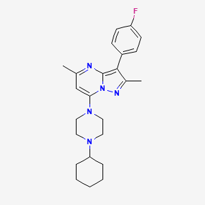 molecular formula C24H30FN5 B6133630 7-(4-Cyclohexylpiperazin-1-yl)-3-(4-fluorophenyl)-2,5-dimethylpyrazolo[1,5-a]pyrimidine 