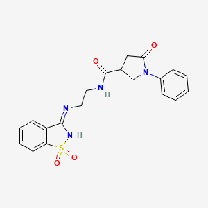 molecular formula C20H20N4O4S B6133680 N-[2-[(1,1-dioxo-1,2-benzothiazol-3-ylidene)amino]ethyl]-5-oxo-1-phenylpyrrolidine-3-carboxamide 