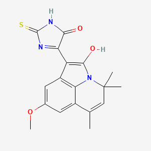 molecular formula C18H17N3O3S B6133683 8-METHOXY-4,4,6-TRIMETHYL-1-(5-OXO-2-THIOXOTETRAHYDRO-4H-IMIDAZOL-4-YLIDEN)-4H-PYRROLO[3,2,1-IJ]QUINOLIN-2-ONE 
