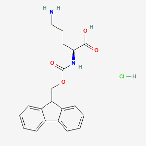 molecular formula C20H23ClN2O4 B613375 (S)-2-((((9H-Fluoren-9-yl)methoxy)carbonyl)amino)-5-aminopentanoic acid hydrochloride CAS No. 201046-57-3