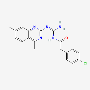 molecular formula C19H18ClN5O B6133805 N-{(E)-amino[(4,7-dimethylquinazolin-2-yl)amino]methylidene}-2-(4-chlorophenyl)acetamide 