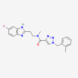 molecular formula C21H21FN6O B6134394 N-[2-(6-fluoro-1H-benzimidazol-2-yl)ethyl]-N-methyl-1-[(2-methylphenyl)methyl]triazole-4-carboxamide 