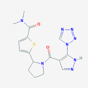 molecular formula C16H18N8O2S B6134461 N,N-dimethyl-5-[1-[5-(tetrazol-1-yl)-1H-pyrazole-4-carbonyl]pyrrolidin-2-yl]thiophene-2-carboxamide 