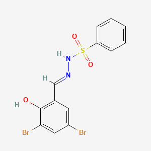 molecular formula C13H10Br2N2O3S B6134506 N-[(E)-(3,5-dibromo-2-hydroxyphenyl)methylideneamino]benzenesulfonamide 
