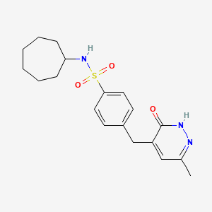 molecular formula C19H25N3O3S B6134637 N-cycloheptyl-4-[(6-methyl-3-oxo-2,3-dihydropyridazin-4-yl)methyl]benzenesulfonamide 