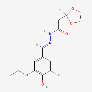molecular formula C15H19BrN2O5 B6134691 N'-[(E)-(3-bromo-5-ethoxy-4-hydroxyphenyl)methylidene]-2-(2-methyl-1,3-dioxolan-2-yl)acetohydrazide 