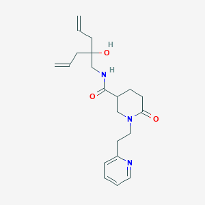 molecular formula C21H29N3O3 B6134761 N-(2-hydroxy-2-prop-2-enylpent-4-enyl)-6-oxo-1-(2-pyridin-2-ylethyl)piperidine-3-carboxamide 