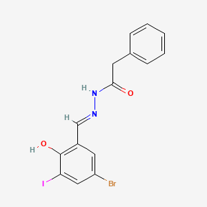 molecular formula C15H12BrIN2O2 B6134974 N'-[(E)-(5-bromo-2-hydroxy-3-iodophenyl)methylidene]-2-phenylacetohydrazide 