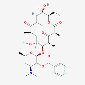 molecular formula C37H55NO10 B061352 [(2S,3R,4S,6R)-4-(Dimethylamino)-2-[[(3R,5R,6R,7R,9R,11E,13S,14R)-14-ethyl-13-hydroxy-7-methoxy-3,5,7,9,11,13-hexamethyl-2,4,10-trioxo-1-oxacyclotetradec-11-en-6-yl]oxy]-6-methyloxan-3-yl] benzoate CAS No. 160145-82-4
