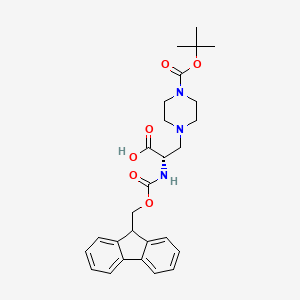 molecular formula C27H33N3O6 B613549 (S)-4-[2-Carboxy-2-(9H-fluoren-9-ylmethoxycarbonylamino)-ethyl]-piperazine-1-carboxylic acid tert-butyl ester CAS No. 313052-20-9