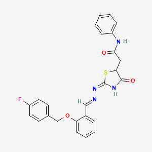 molecular formula C25H21FN4O3S B6136094 2-{2-[(E)-2-((E)-1-{2-[(4-FLUOROBENZYL)OXY]PHENYL}METHYLIDENE)HYDRAZONO]-4-OXO-1,3-THIAZOLAN-5-YL}-N~1~-PHENYLACETAMIDE 