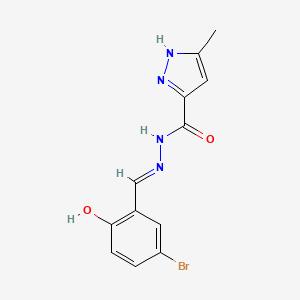 molecular formula C12H11BrN4O2 B6136227 N'-[(E)-(5-bromo-2-hydroxyphenyl)methylidene]-3-methyl-1H-pyrazole-5-carbohydrazide 