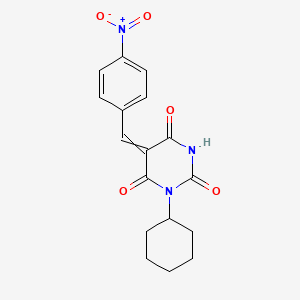 molecular formula C17H17N3O5 B6136230 1-Cyclohexyl-5-[(4-nitrophenyl)methylidene]-1,3-diazinane-2,4,6-trione 