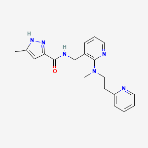 molecular formula C19H22N6O B6136260 5-methyl-N-[[2-[methyl(2-pyridin-2-ylethyl)amino]pyridin-3-yl]methyl]-1H-pyrazole-3-carboxamide 