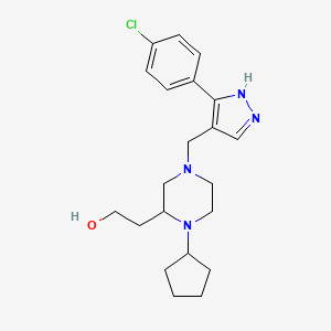 molecular formula C21H29ClN4O B6136298 2-[4-[[5-(4-chlorophenyl)-1H-pyrazol-4-yl]methyl]-1-cyclopentylpiperazin-2-yl]ethanol 