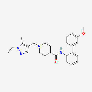 molecular formula C26H32N4O2 B6136299 1-[(1-ethyl-5-methylpyrazol-4-yl)methyl]-N-[2-(3-methoxyphenyl)phenyl]piperidine-4-carboxamide 