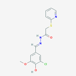 molecular formula C15H14ClN3O3S B6136301 N-[(E)-(3-chloro-4-hydroxy-5-methoxyphenyl)methylideneamino]-2-pyridin-2-ylsulfanylacetamide 