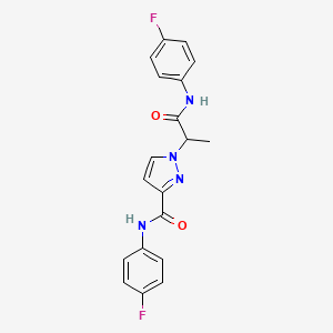 molecular formula C19H16F2N4O2 B6136340 1-[2-(4-FLUOROANILINO)-1-METHYL-2-OXOETHYL]-N~3~-(4-FLUOROPHENYL)-1H-PYRAZOLE-3-CARBOXAMIDE 