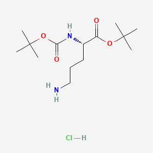 molecular formula C14H29ClN2O4 B613640 (S)-tert-Butyl 5-amino-2-((tert-butoxycarbonyl)amino)pentanoate hydrochloride CAS No. 214629-97-7