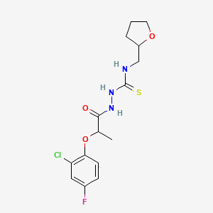 molecular formula C15H19ClFN3O3S B6136572 2-[2-(2-chloro-4-fluorophenoxy)propanoyl]-N-(tetrahydrofuran-2-ylmethyl)hydrazinecarbothioamide 